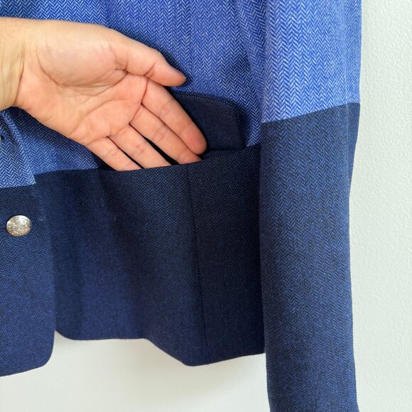 Banana Republic Hack Jacket Blue and Navy Women's Wool Blend Blazer Size 14 - Picture 6 of 11